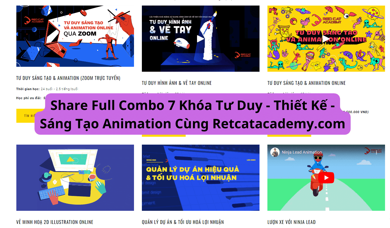 Share Full Combo 7 Khóa Tư Duy - Thiết Kế - Sáng Tạo Animation Cùng Retcatacademy.com