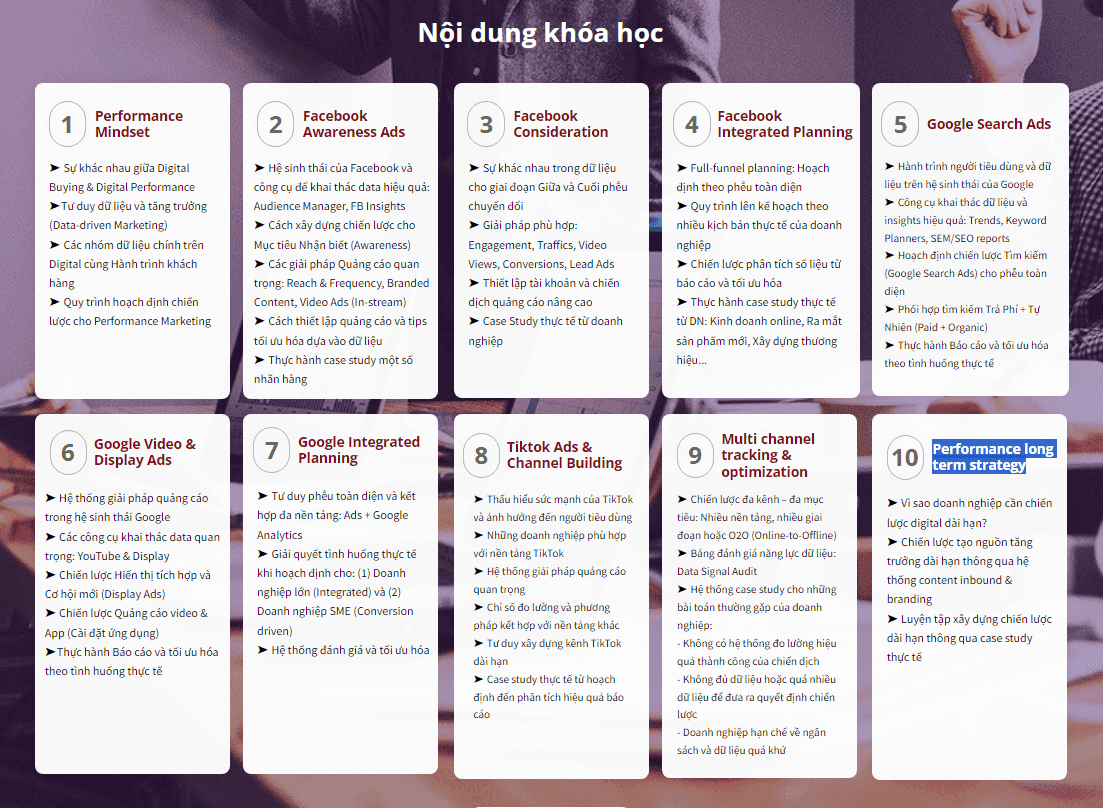 Nội Dung Khóa Học Digital Performance Mới Nhất