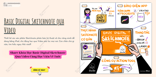 Share Khóa Học Basic Digital Sketchnote Qua Video Cùng Học Viện Vẽ Tuốt